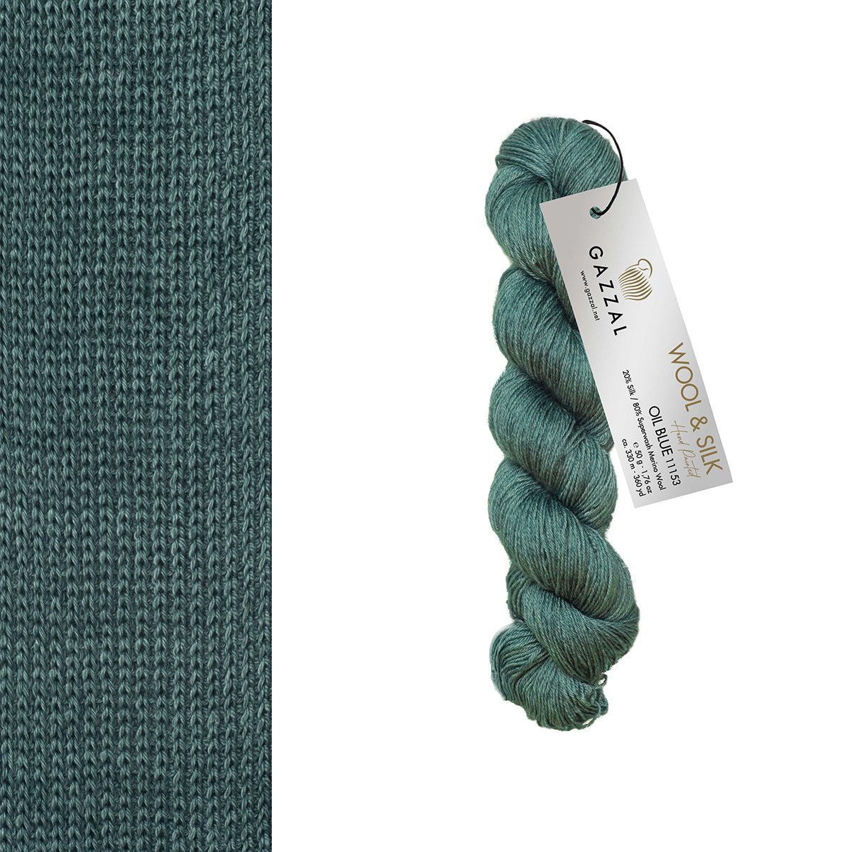 Gazzal Wool&amp;Silk 20% Silk, 80% Superwash Merino Wool 50 gr- 330 m 
