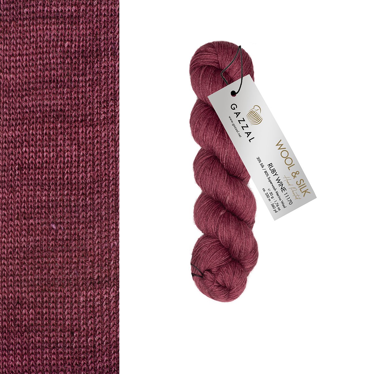 Gazzal Wool&amp;Silk 20% Silk, 80% Superwash Merino Wool  50 gr- 330 m